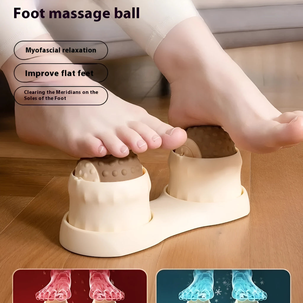 Massage ball set for cold and hot compress therapy in green and mocha colours, showing single and double ball options.