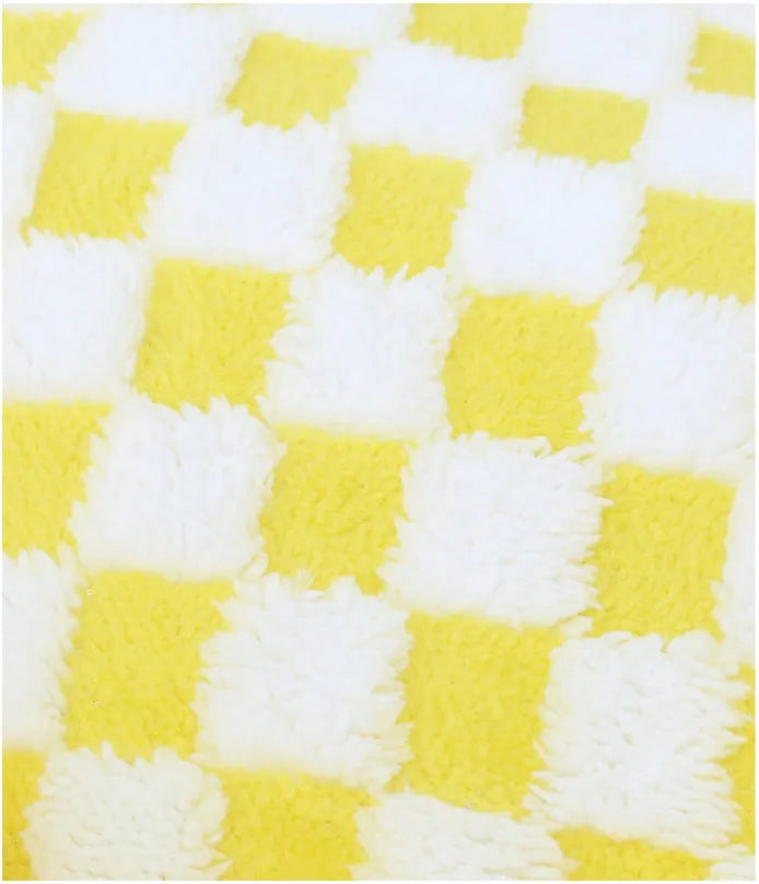A plush, thick nest-style dog bed for small to medium sized pets, shown in yellow, pink, or black.