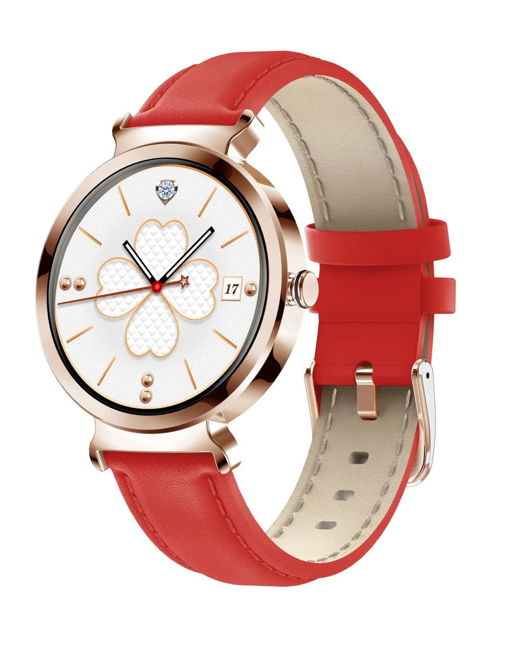 Zinc alloy smart bracelet with 1.28-inch colour touchscreen on wrist, showing gold finish option