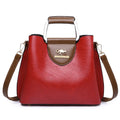 Large capacity PU leather tote bag in black, crossbody style, horizontal square shape with sewing line details