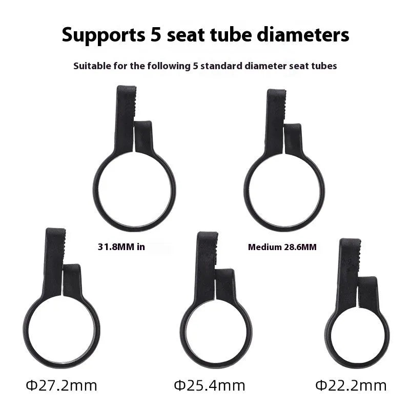 Plastic bicycle taillight bracket with anti-theft features mounted on seat post in red colour