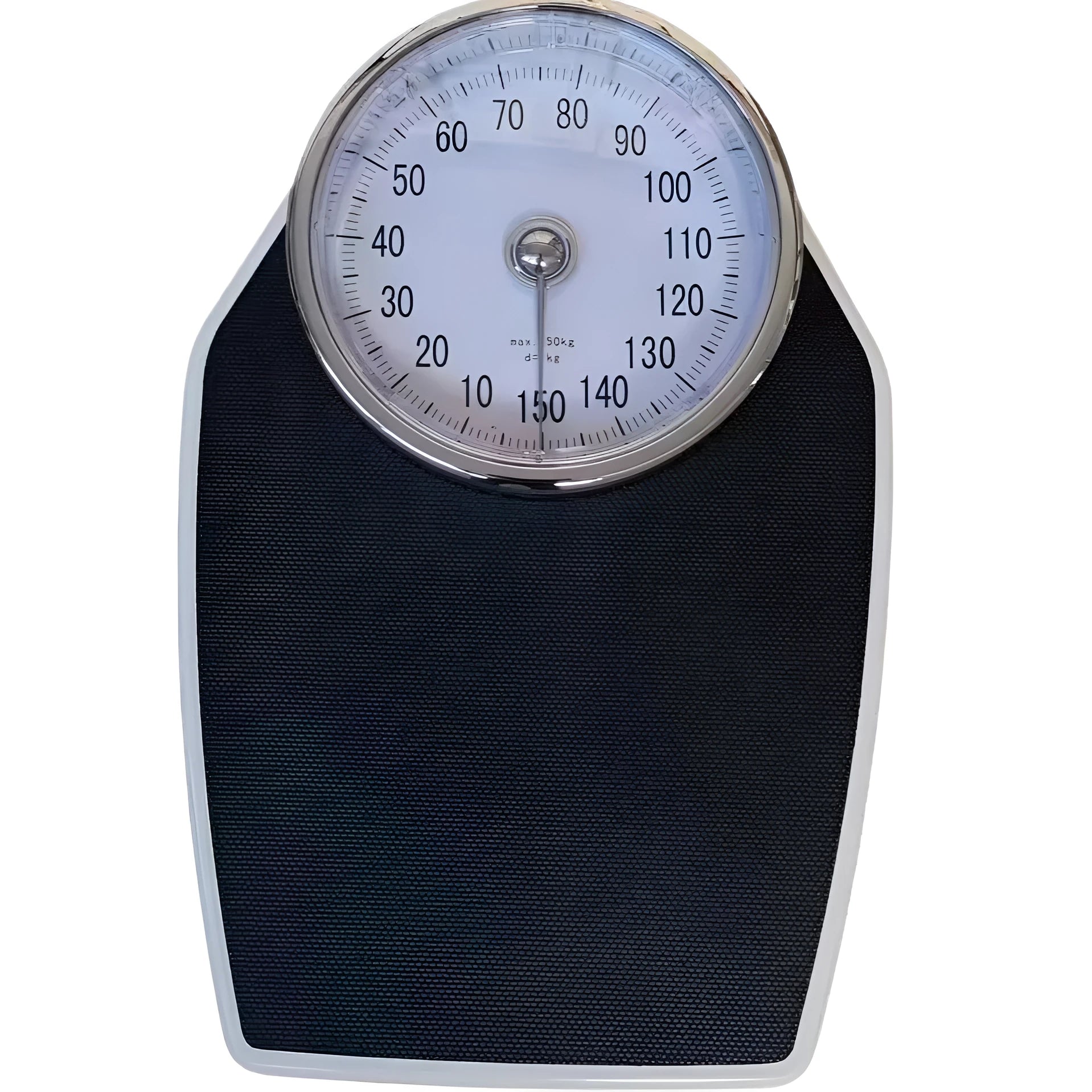 Black mechanical body weight scale with large dial on a 47x35cm platform