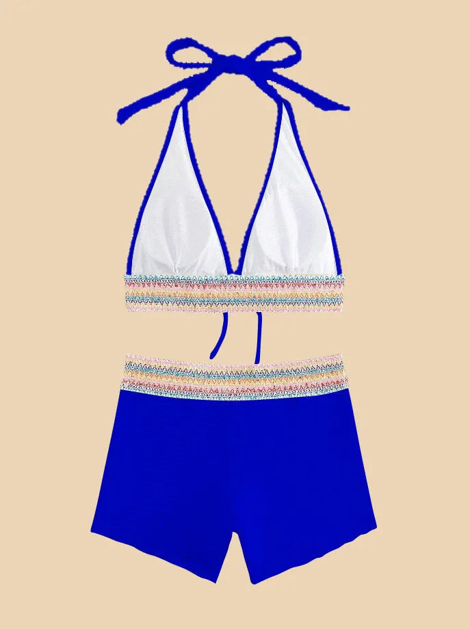 Women's high waist bikini swimsuit in polyester fabric with split design