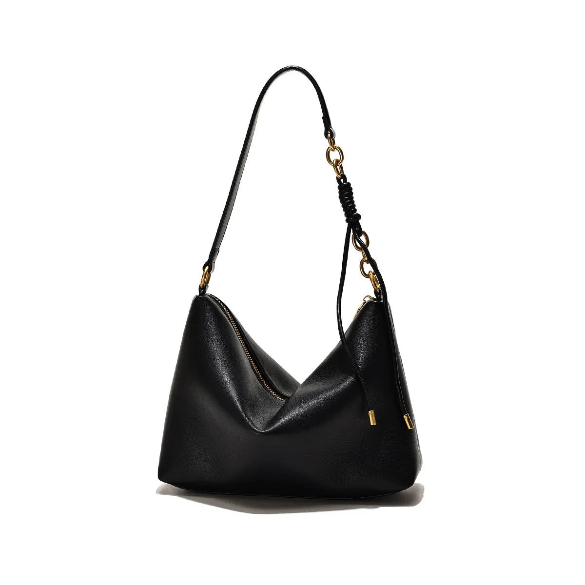 Fashion shoulder underarm messenger bag in PU leather, black colour, size 27x9x18cm