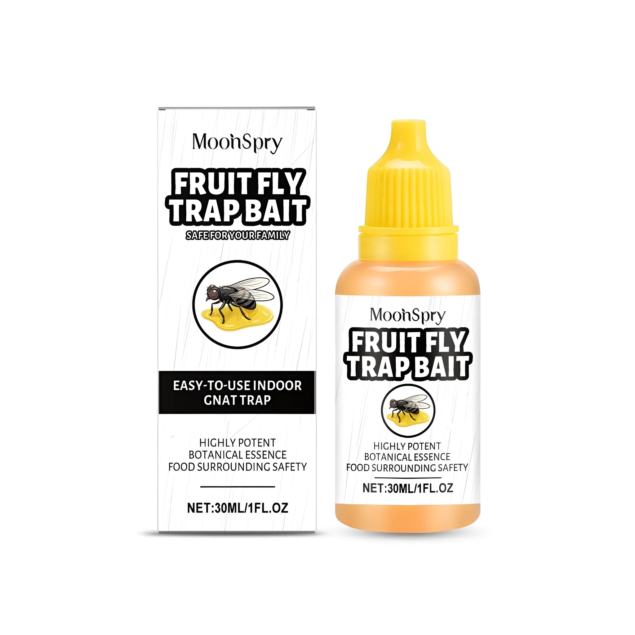 30ml bottle of clear fruit fly trap bait liquid with natural fructose formula