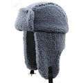 Lamb fleece cold-proof hat in 01 Gray, round top, size XL 58-60cm, cotton outer with lamb wool lining