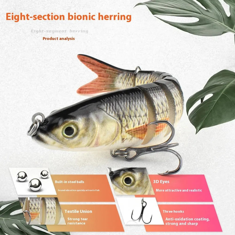 Eight Fish hard plastic fishing lure measuring 133mm, shown in a selection of available colour options.