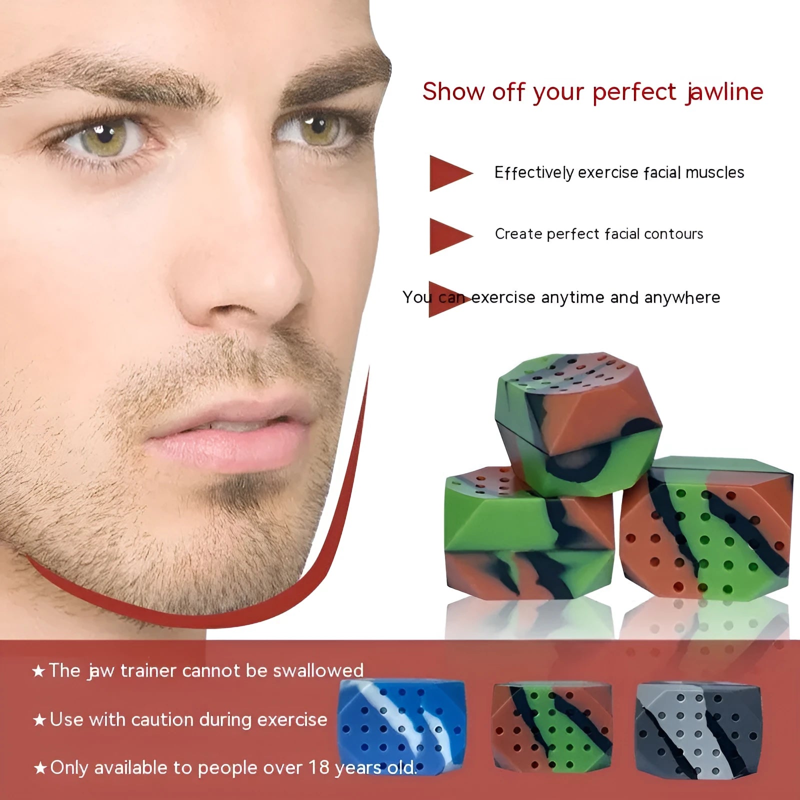 Camouflage silicone facial muscle fitness balls for jaw exercise training