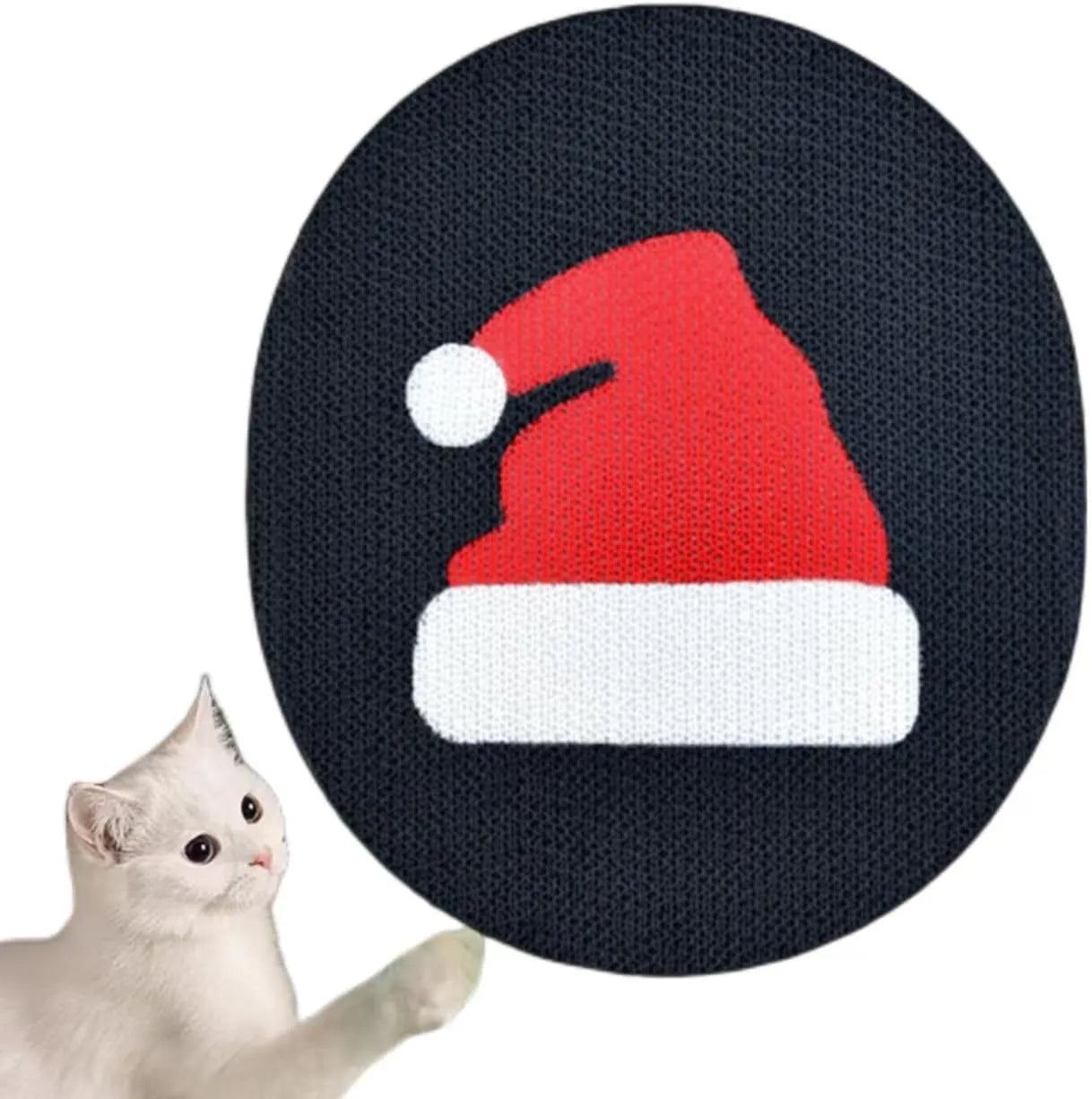 Wall mounted vertical cat scratching pad made of brown corrugated cardboard on a white wall.