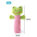 Squeaky stuffed animal dog chew toy for dental cleaning and play.