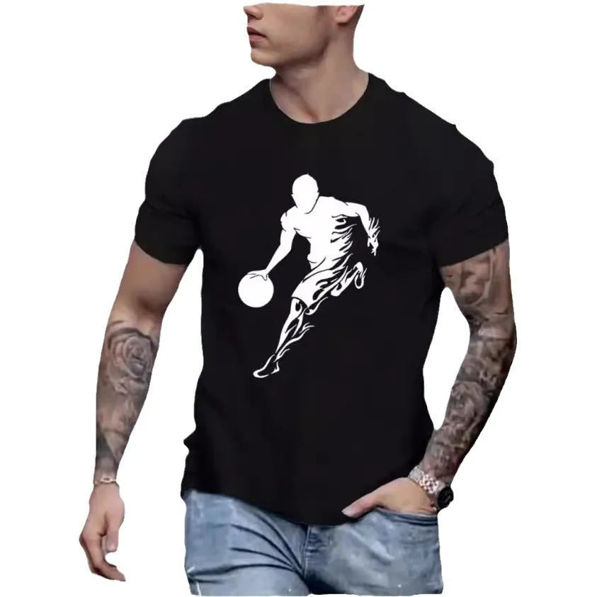 Cotton retro short sleeve t-shirt for men youth group work clothes black art sculpture design front view