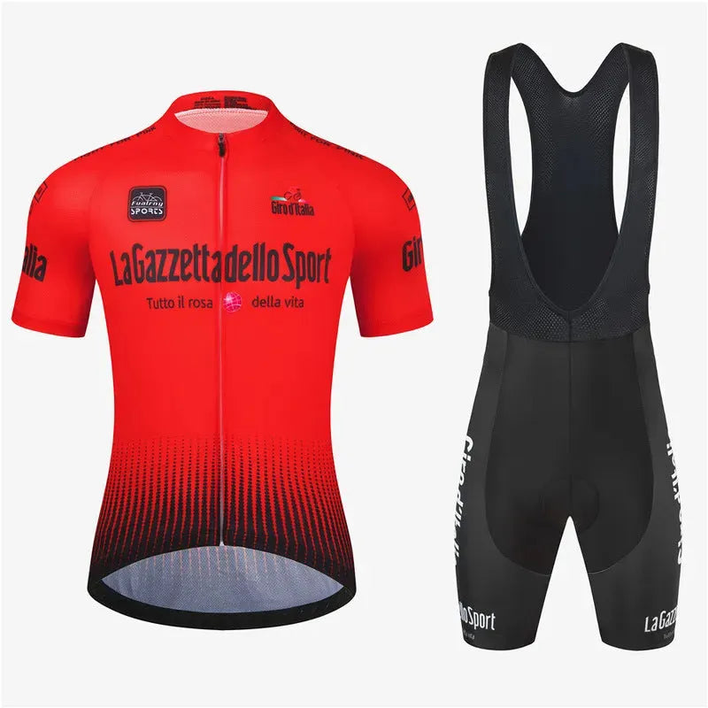 Patterned short-sleeve cycling suit for road biking in polyester fabric