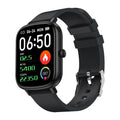 Intelligent pedometer bracelet with 1.7-inch TFT screen and silicone strap, shown in black