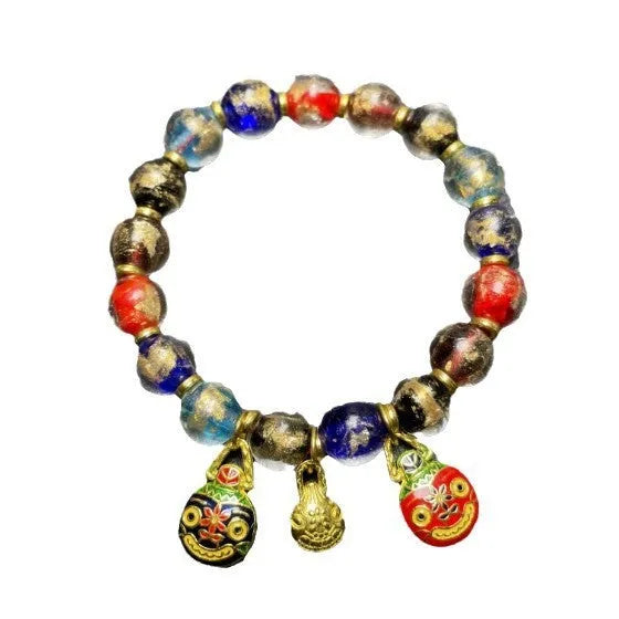 Glass geometric bracelet with ancient French glaze finish in one of six colour options