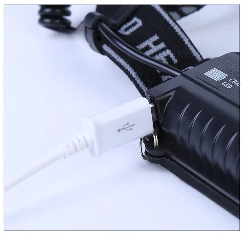 Outdoor head-mounted camping light with LED beam and adjustable head strap