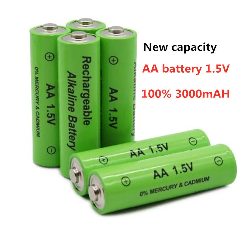 AA alkaline rechargeable battery pack with 3000mAh capacity and 1.5V high voltage.
