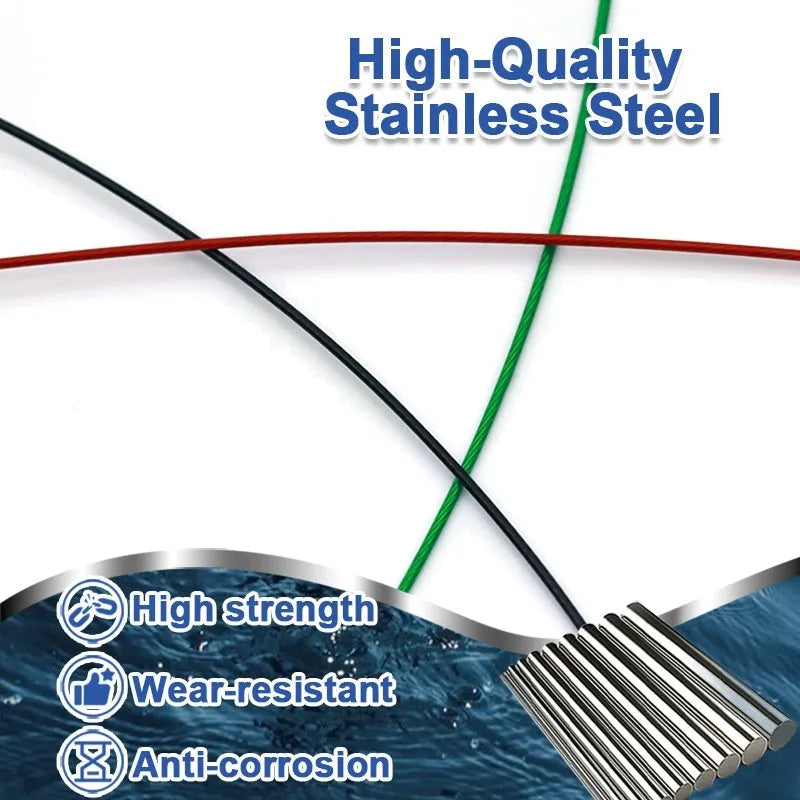Ten 54cm steel wire fishing accessories with double buckle pins in three colour options