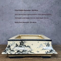 Blue and white hand drawn glazed ceramic flower pot, 34cm, handmade, Chinese style