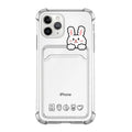 Cartoon design transparent iPhone case with integrated card holder slot in colour BQ2472.