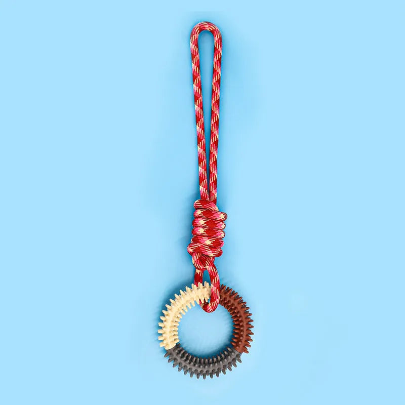 43cm braided rope dog chew toy with multiple coloured strands for aggressive chewers