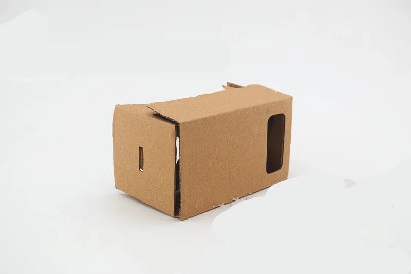 VR cardboard glasses for smartphones with rubber head strap in pink and white colours