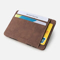 Korean style matte leather magic wallet in horizontal square shape, showing coin pocket and sewing line details.