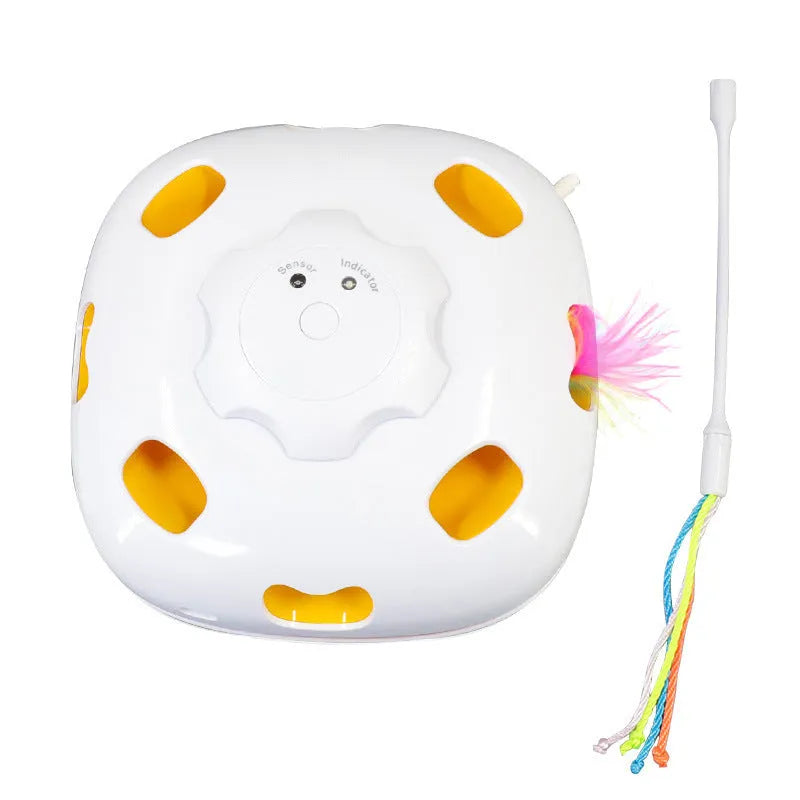 Plastic cat self-hi relief toy in picture colour with dimensions 19.8cm by 11.5cm by 19.5cm