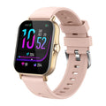 W10 Bluetooth smart watch for heart rate and blood pressure monitoring on a wrist, showing its curved touch screen.