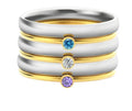 December birthstone engraved titanium steel ring with geometric shape and superimposed pattern