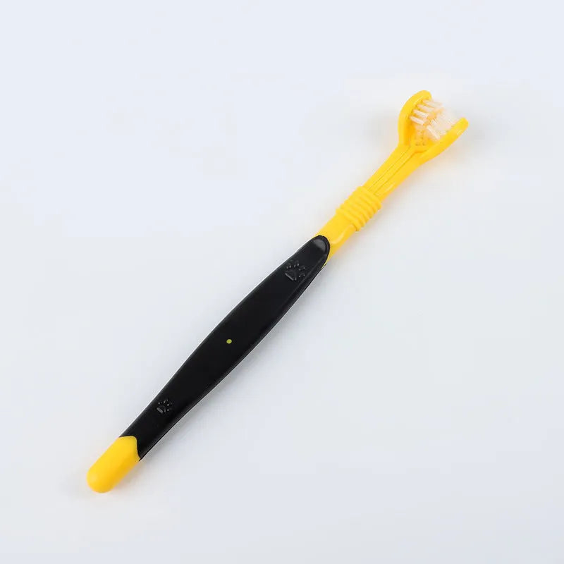 Pet toothbrush with nylon bristles and plastic handle in multiple colour options