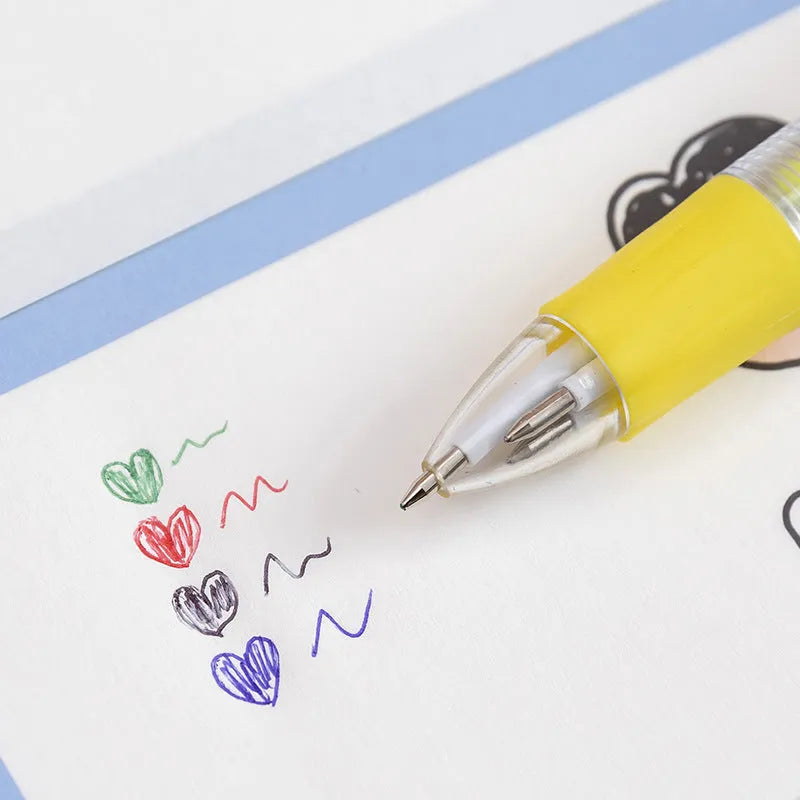 Cartoon four-colour press ballpoint pen with 0.7mm bullet tip in random design selection