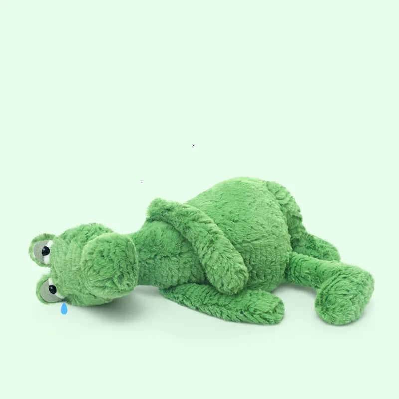 Green Crocodile John plush toy sleeping pillow for doll with long fur, sitting height about 29cm