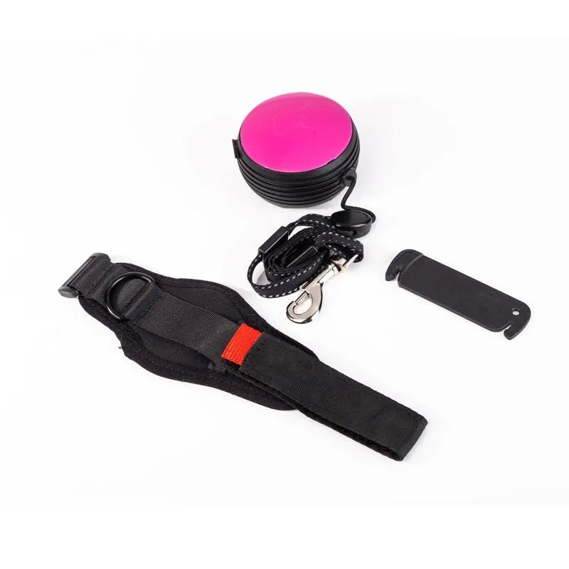 Automatic retractable pet leash showing 3 metre extension with hands-free design in multiple colours