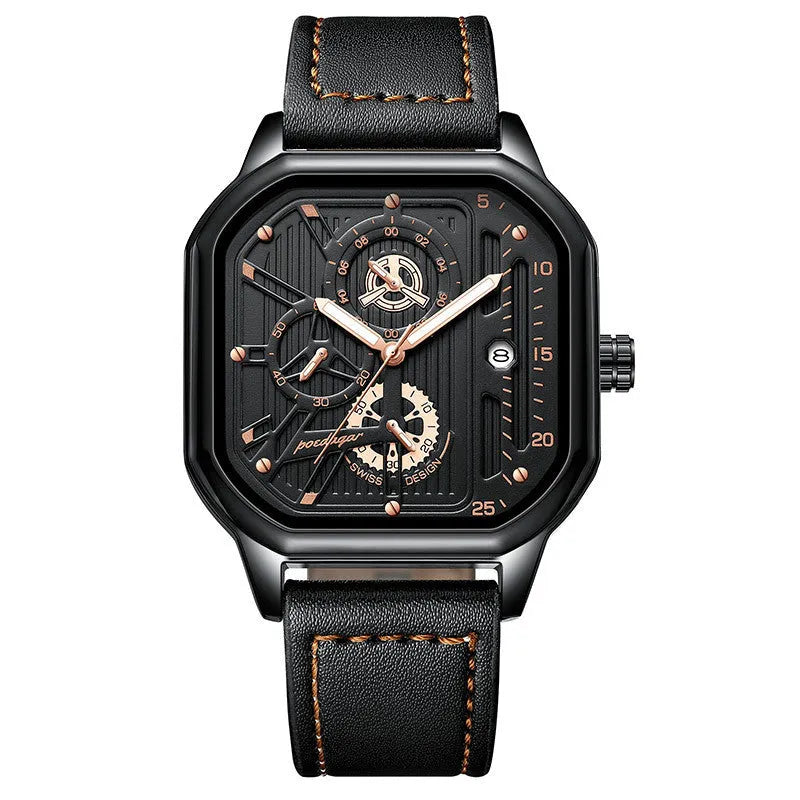 Men's belt-style quartz sports watch with 8mm case in multiple colour options