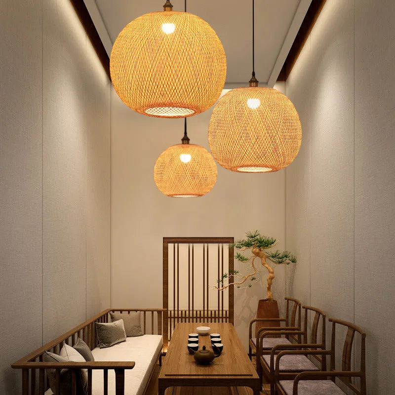 Zen tea room pastoral rustic crystal glass chandelier ceiling light fixture