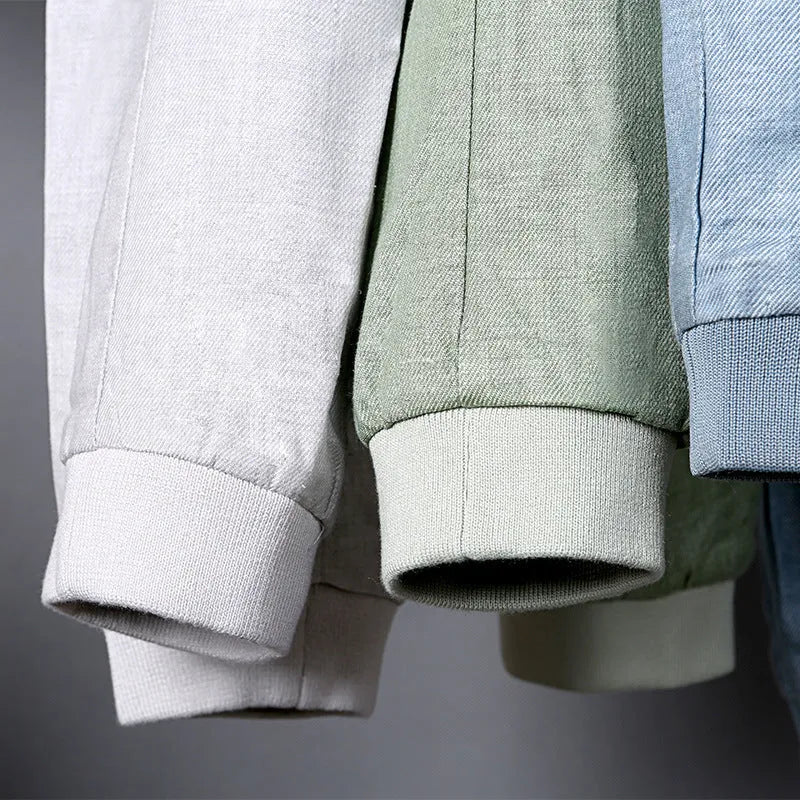 Men's thin linen jacket in cotton fabric available in multiple colours with regular fit design