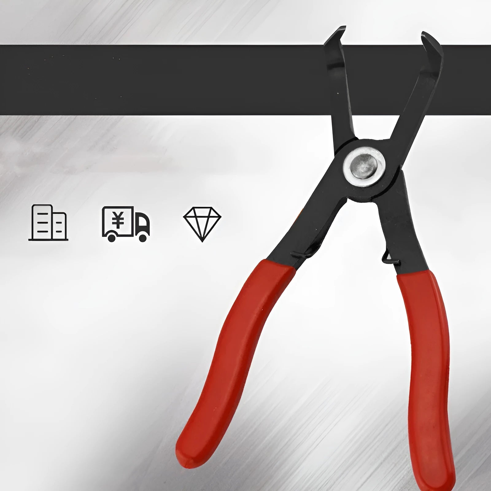 Red round nail removal pliers with PVC handles for interior door panel work