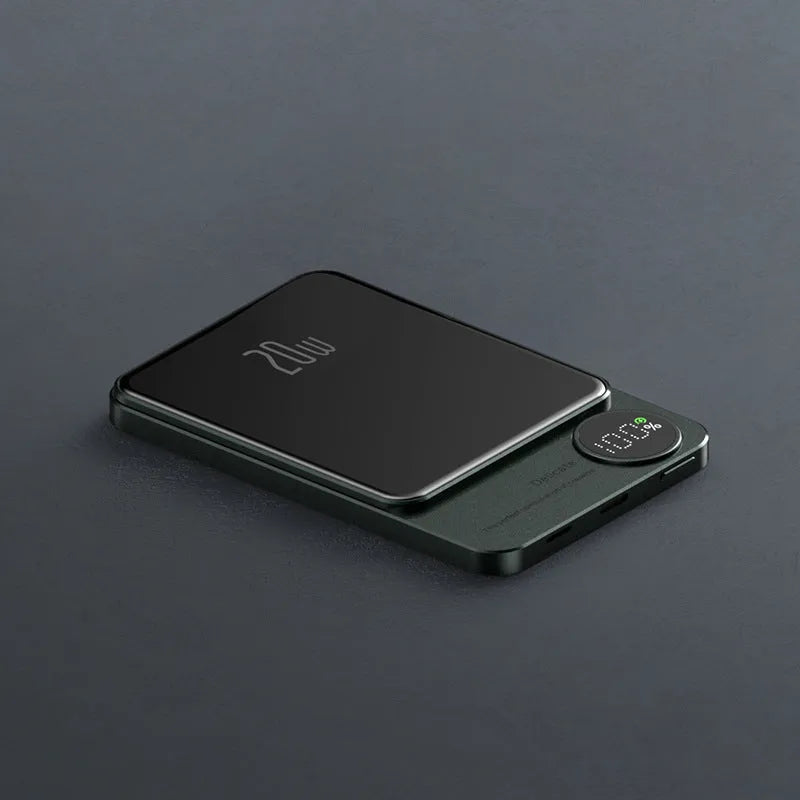 Magsafe magnetic wireless power bank for iPhone 14 in aluminium housing with capacity options