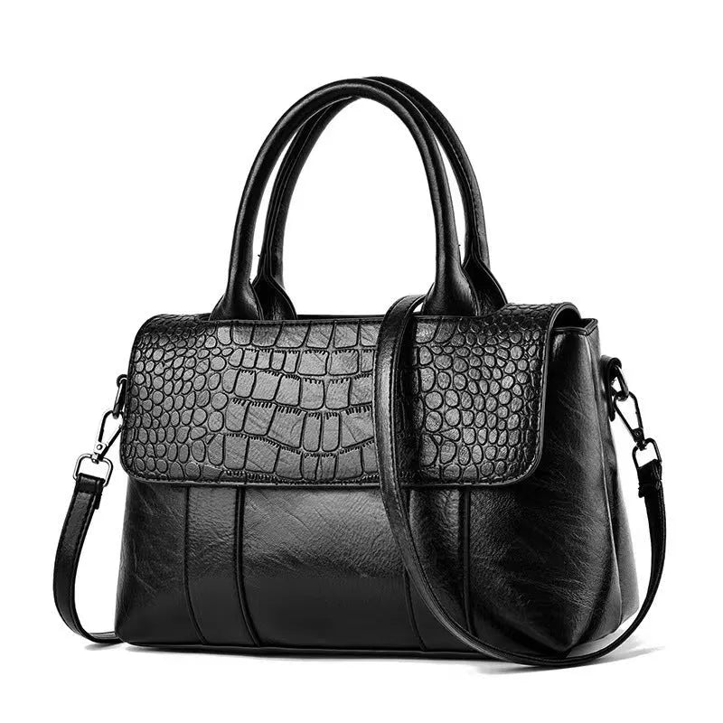 Women's crossbody shoulder bag in PU with crocodile pattern, horizontal square shape, 25x11x17cm