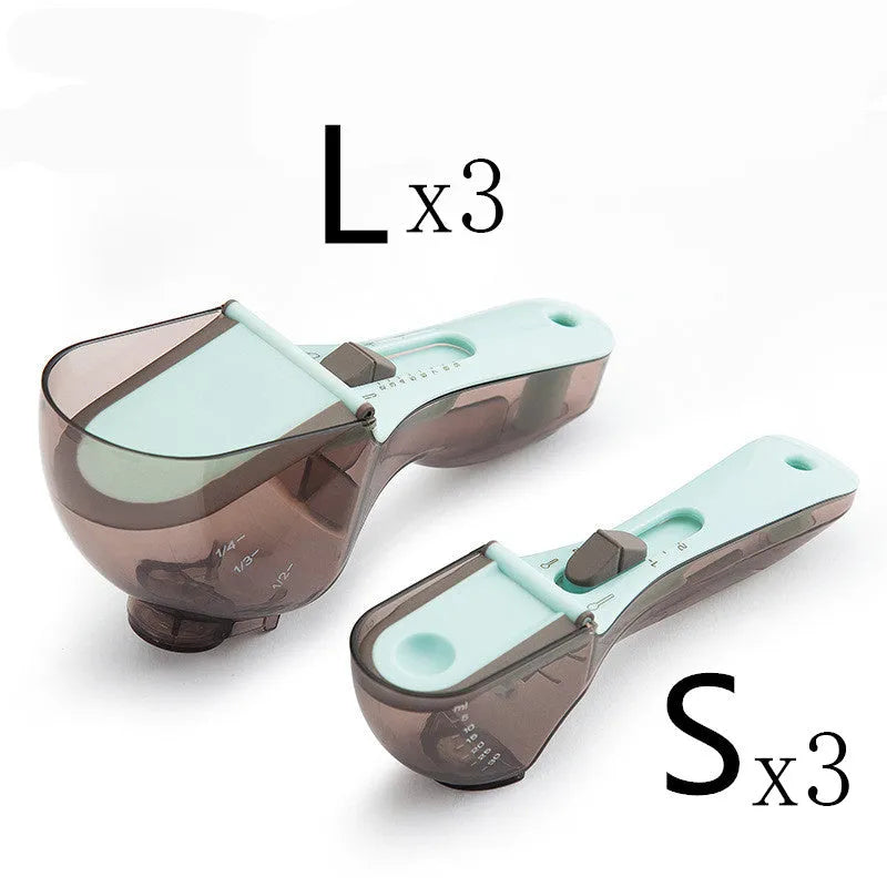 Blue and orange digital measuring spoon with magnetic bottom for kitchen storage