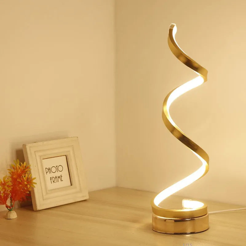 Minimalist black or white LED table lamp with aluminium shade and tri-colour dimming
