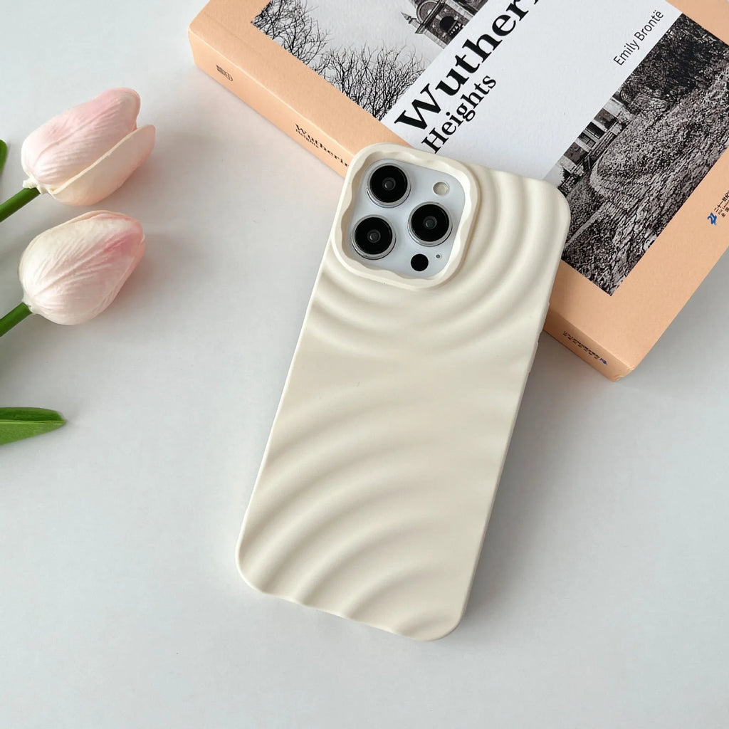 Niche pure colour water ripple TPU phone case for iPhone with anti-fingerprint oil finish