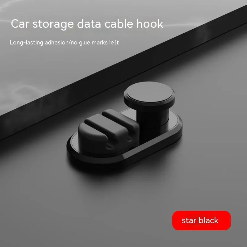 Dark green ABS plastic car storage hook with silicone pad for holding cables