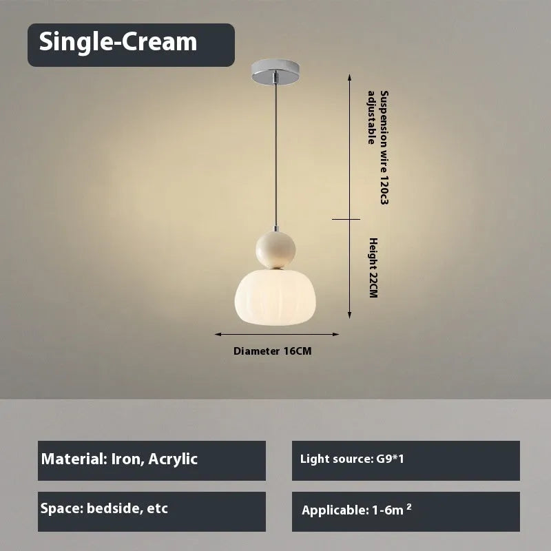 Creative pumpkin-shaped Nordic style ceiling chandelier in alloy, shown in single head and three head configurations.