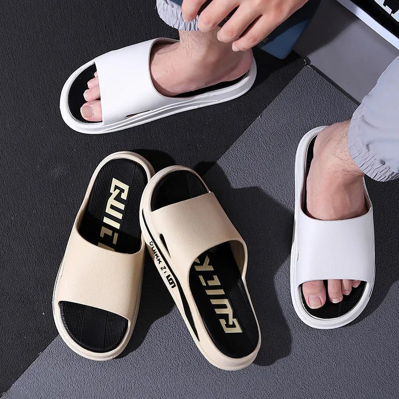 Summer cool PVC flip flops for men and women in green and black colour, soft sole outdoor sandals