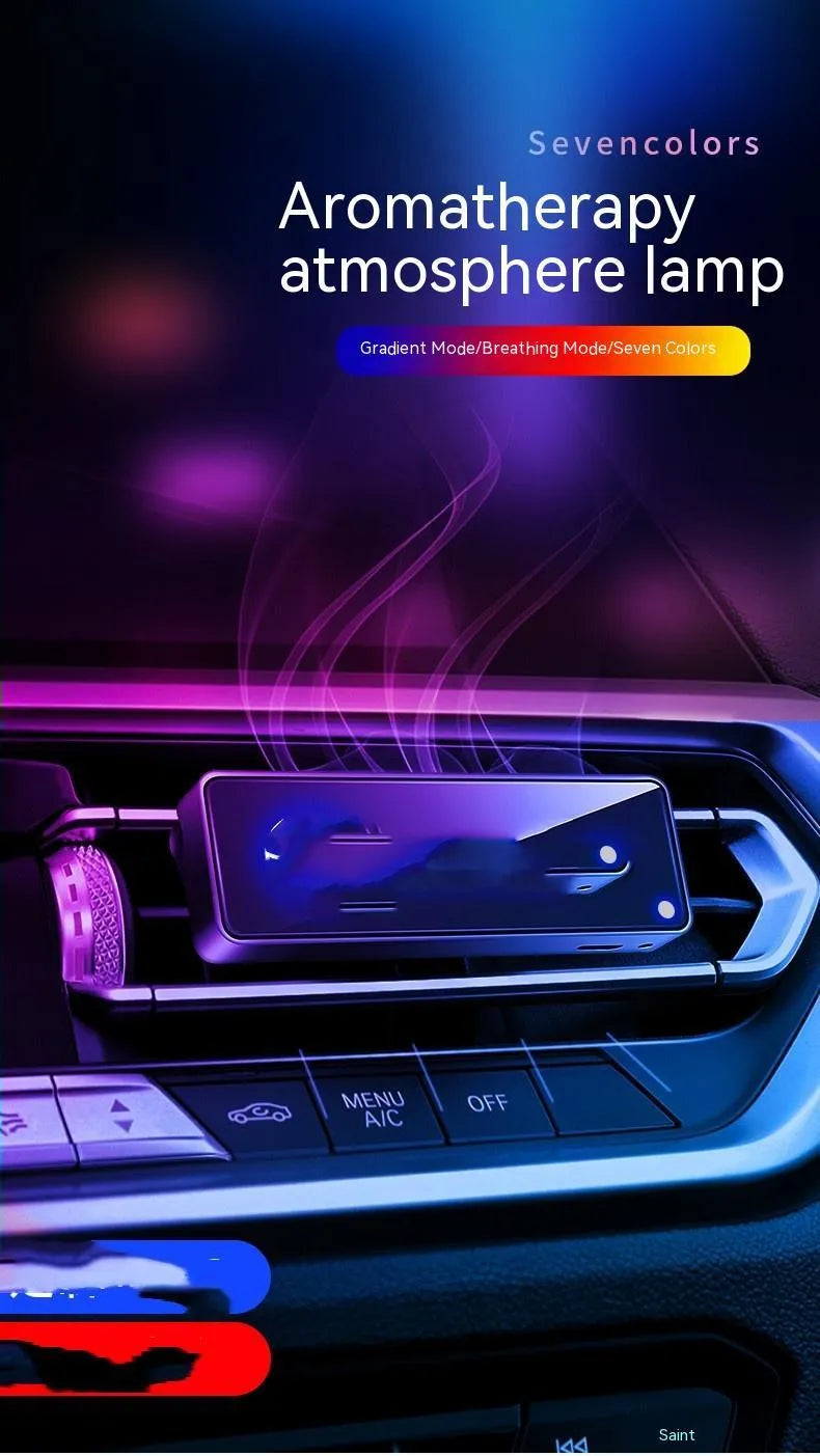 Black car air vent aromatherapy LED light with fragrance stick compartment