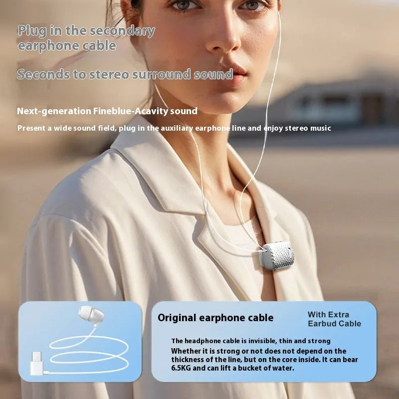 F588 mini cable Bluetooth headset in black side view showing in-ear design and cable style