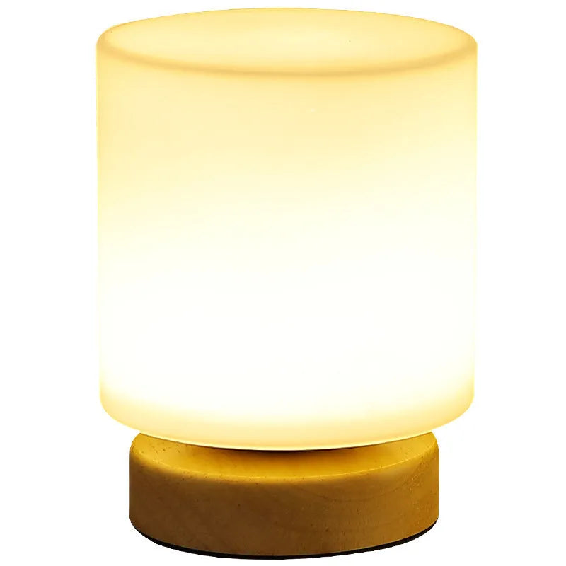 Nordic style solid wood decoration USB table lamp with touch dimming in white colour with 150x180mm dimensions