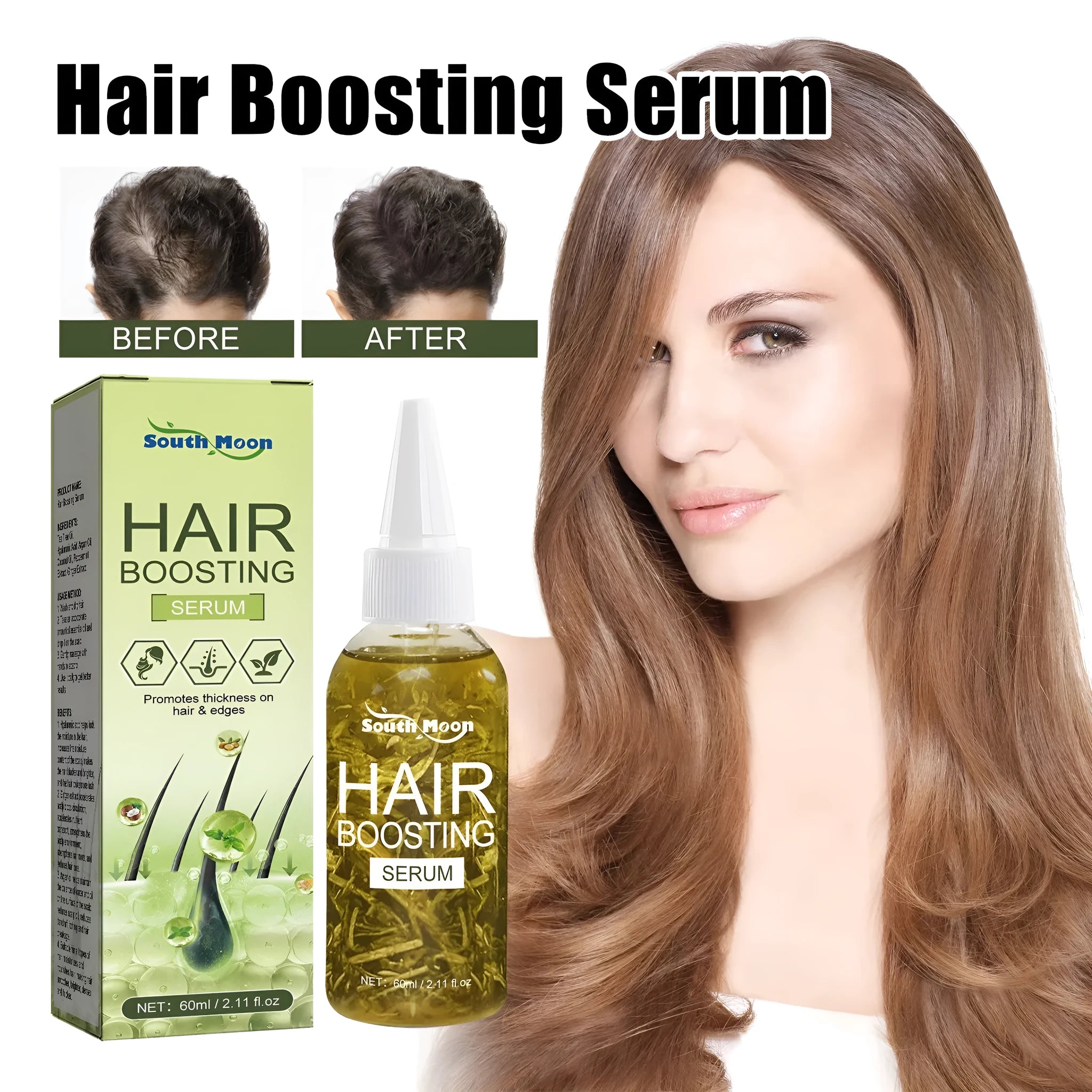 60ml bottle of hair care essential oil for repairing dry, split ends and frizzy hair.