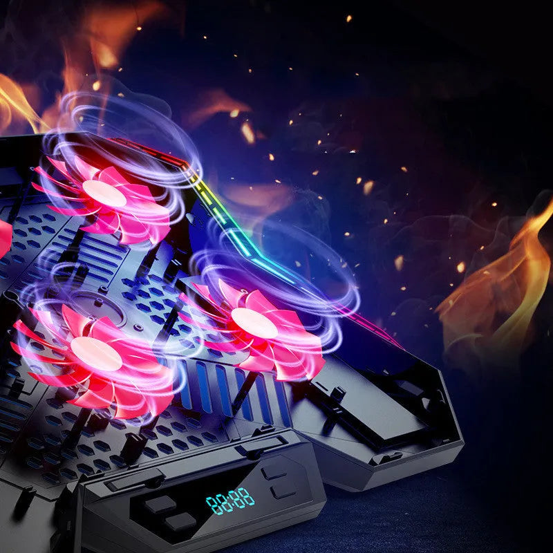 Ice Magic 6 black and red notebook cooling pad with six fans and USB cable.